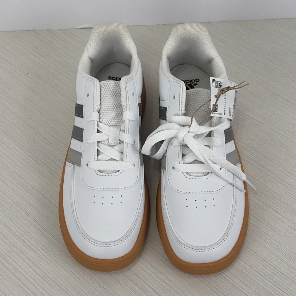 Adidas Breaknet 2.0 K Shoes Sneakers Kids Size 5.5 IH8878 White Gray NEW - Picture 3 of 8